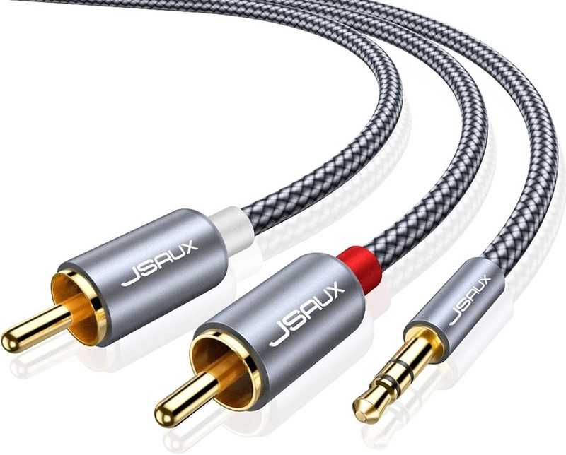 RCA to 3.5mm AUX Cable, (6.6 Feet) 3.5 mm 1/8 to RCA 2-Male Headphone Jack Adapt