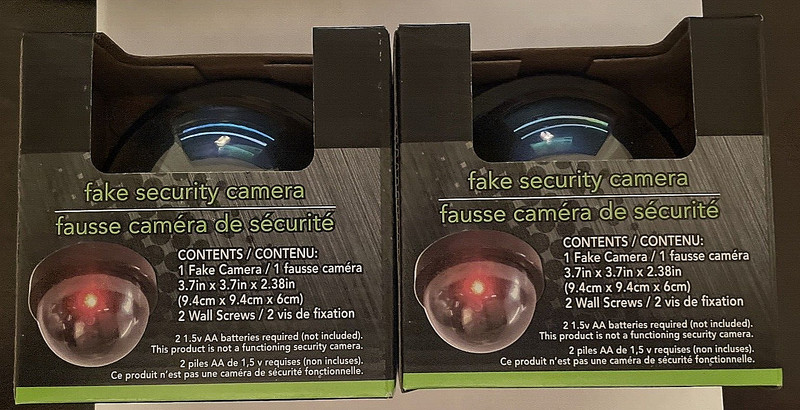NEW 2pc Dummy Cameras Fake Security CCTV Dome with Red LED Light
