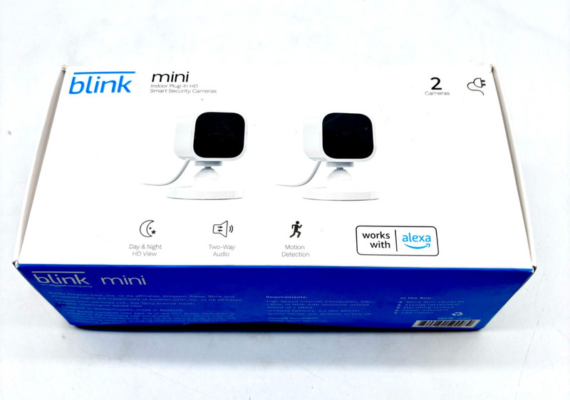 Blink Mini Indoor Plug In HD Smart Security Cameras w/ 2 Way Audio