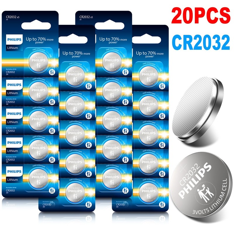 20Pcs -100Pcs PHILIPS CR2032 3V Lithium Coin Cell Button Battery CR 2032 ECR2032