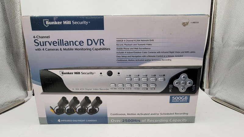 Bunker Hill Security 68332 4CH H.264 Surveillance DVR 500GB 4 Cameras Black