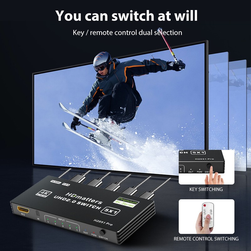 8K 60Hz HDMI2.1 3x1 4x1 5x1 Video Switch 4K 120Hz HDMI Switch HDR 3 4 5 in 1 Out gallery