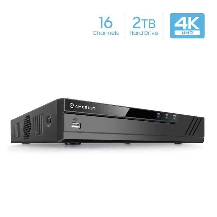 Amcrest NV4116-HS 720p/1080p 3MP-8MP 4K NVR w/ 2TB HDD Supports up to 6TB HDD –