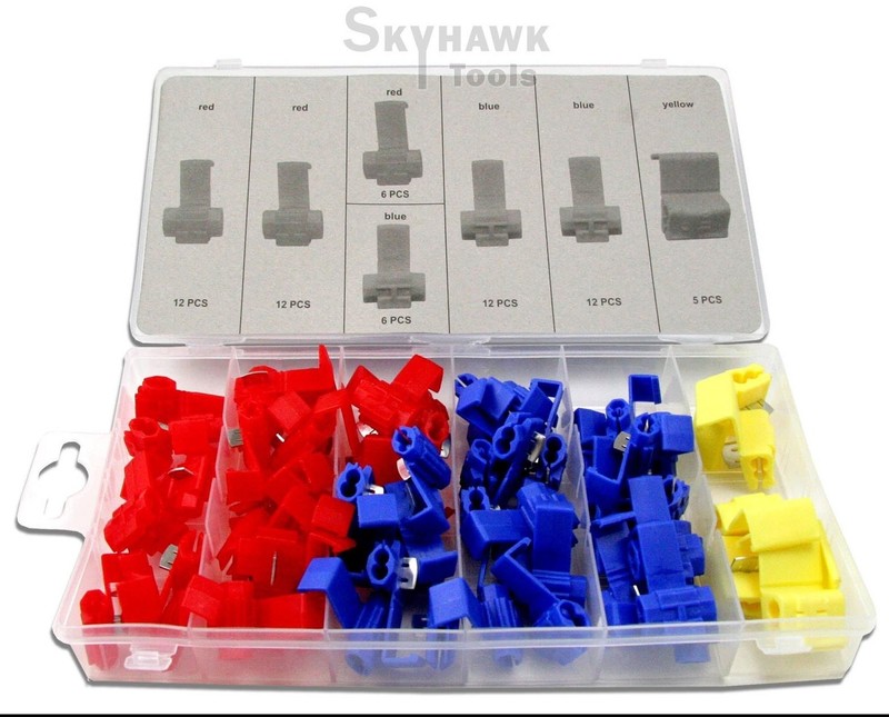 65pc Quick Wire Splice Set Connector Assortment Auto ELECTRICIAN Clip Splicer