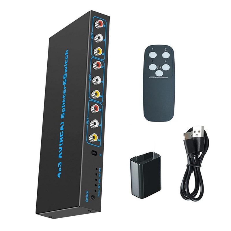 New 4 In 3 Out AV Switch RCA Switcher Box Video L/R Stereo Audio AV Selector Box gallery