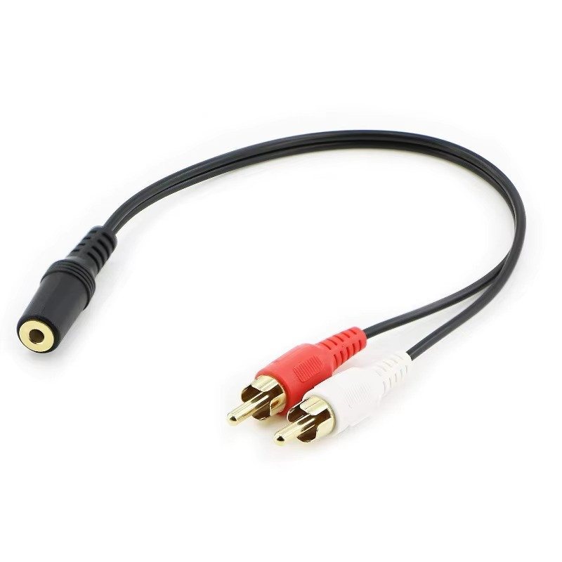 3.5mm Stereo Female Mini Jack to 2 Male RCA to Headphone Plug Adapter Y-Cable gallery