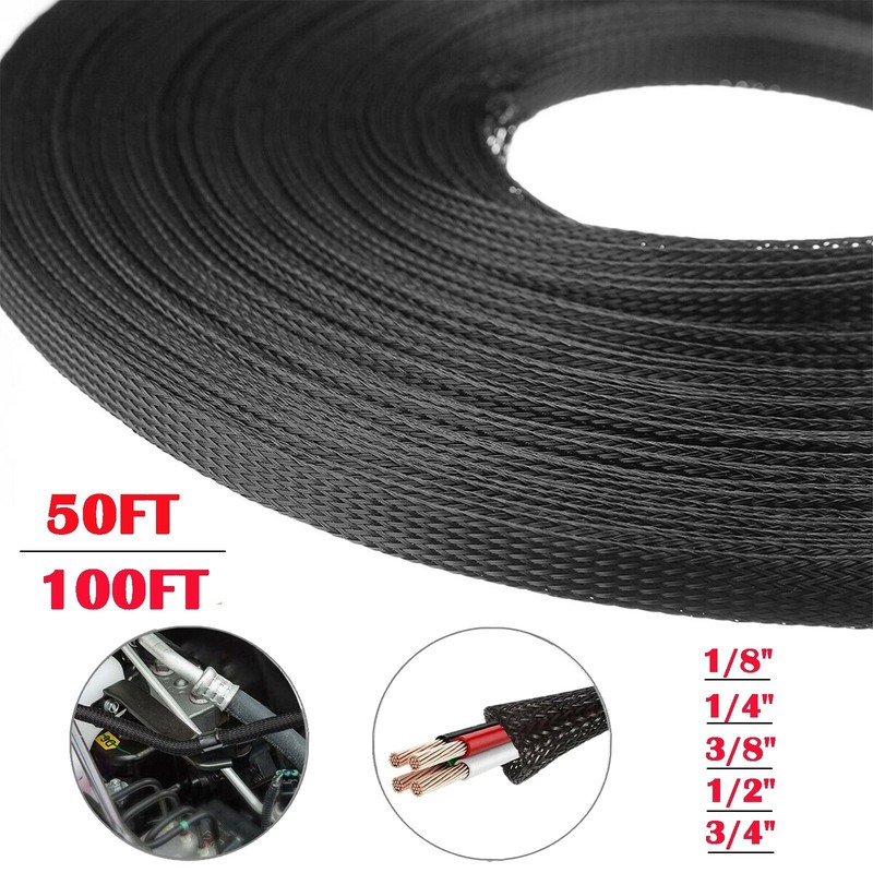 Expandable Braided Cable Sleeve Sheathing Harness Wire Loom Wrap Conduit Lot
