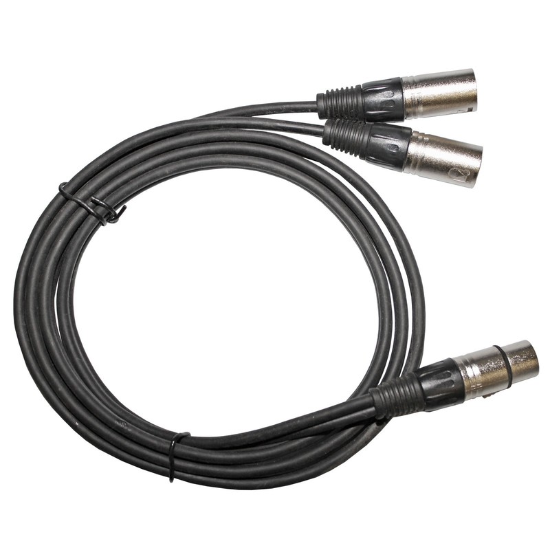3ft foot XLR pin 1 FEMALE to dual 2 MALE Y SPLITTER mic cable audio adaptor cord