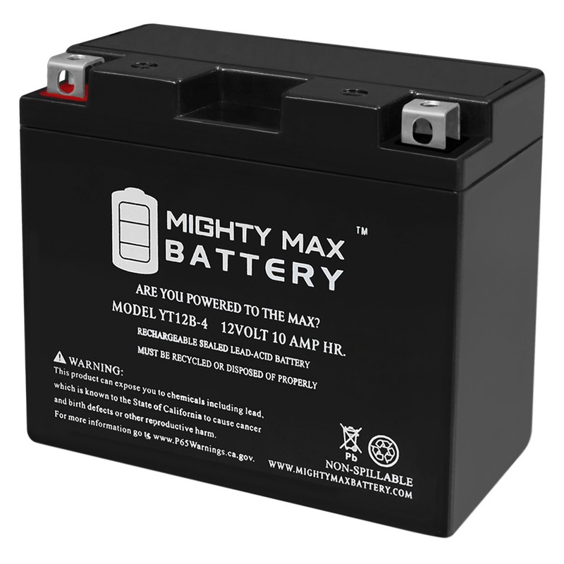 Mighty Max YT12B-4 SLA 12V 10AH Battery for Yamaha 650CC XVS650 V-Star 1998-2011