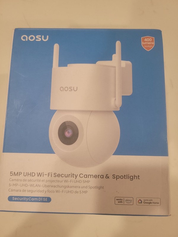 AOSU 5MP UHD Wi-Fi Security Camera Spotlight 400 Lumens Alexa Google Home Alexa