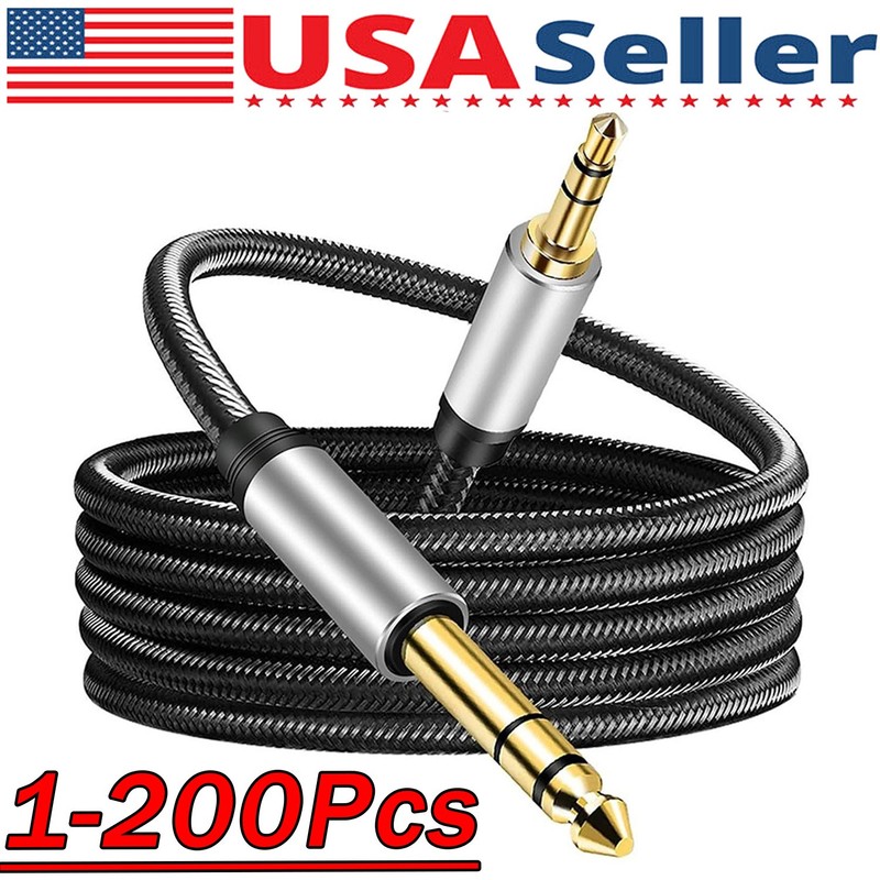 6FT 3.5mm AUX Audio Nylon Braided Cord Cable PC iPod Car Phone headphone Lot