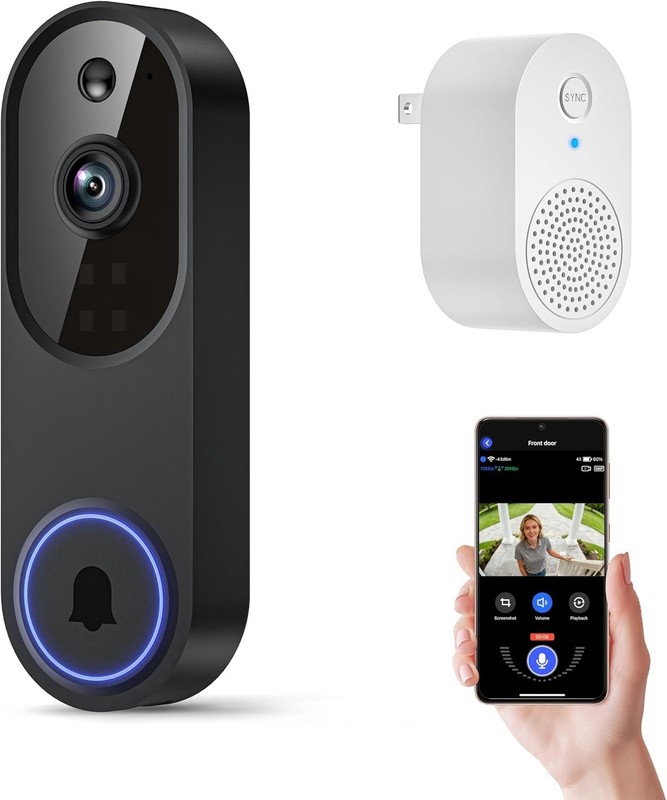 Video Doorbell 1080p HD Camera WI-FI Night Vision Motion Detection Wireless gallery