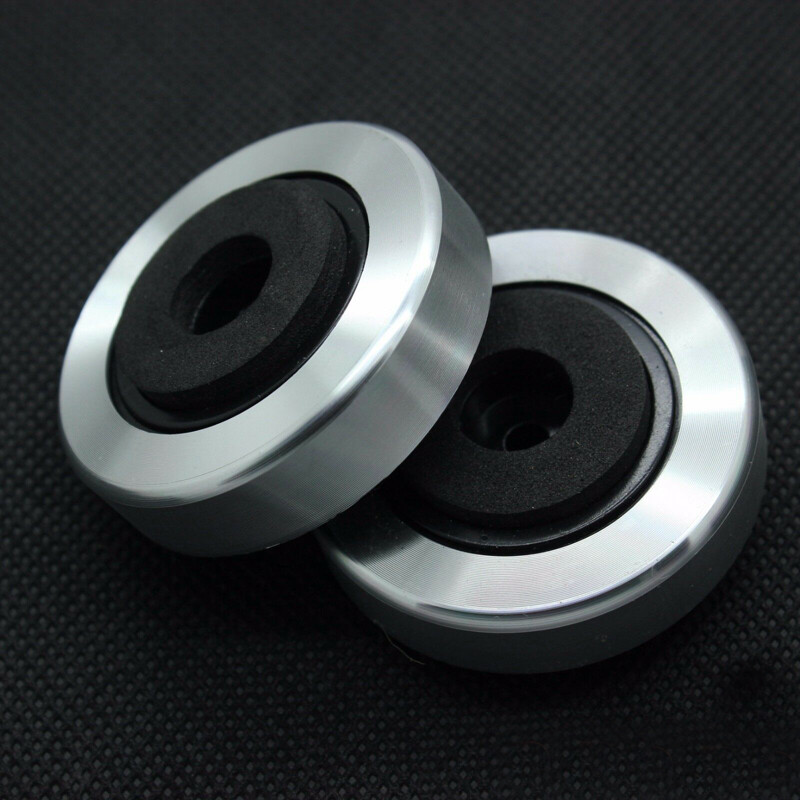 Silver Aluminum Plastic Isolation Feet Pad for CD PC Chassis Speaker AMP 45x15mm