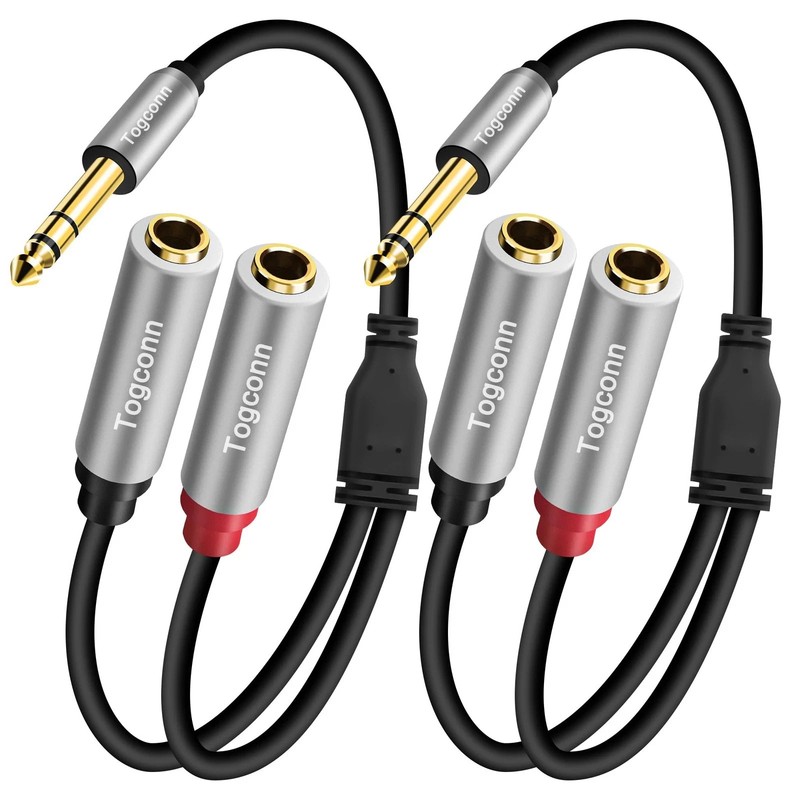 2-Pack 1/4 inch TRS Stereo Splitter Y Adapter, 6.35mm Stereo Male to Dual 6.35 m gallery