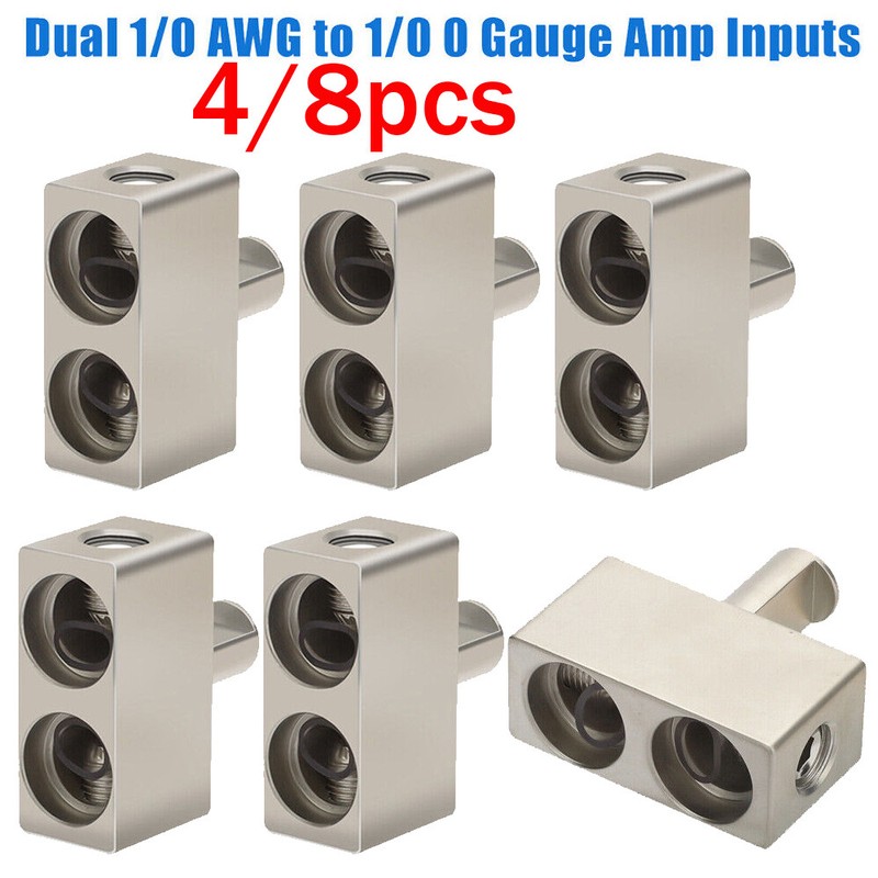 4/8X Car Audio Power/Ground Dual 1/0 Gauge To 1/0 Gauge Offset Amp Input Reducer