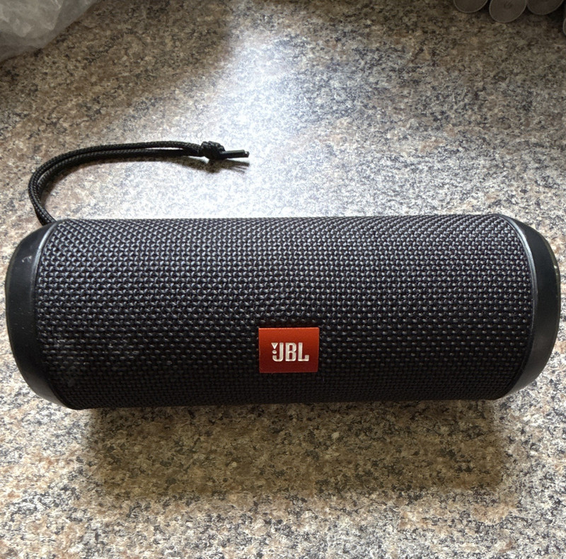 JBL Flip 3 Bluetooth Portable Speaker, Black Cylindrical Design