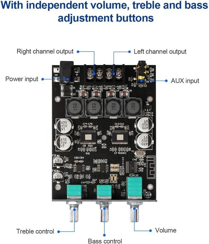 Efficient 2.0 Channel Bluetooth Amplifier with Treble Bass Adjustment Feature gallery