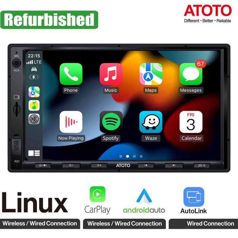 ATOTO F7 XE 7in Double 2DIN Car Stereo with Wireless CarPlay & Android Auto