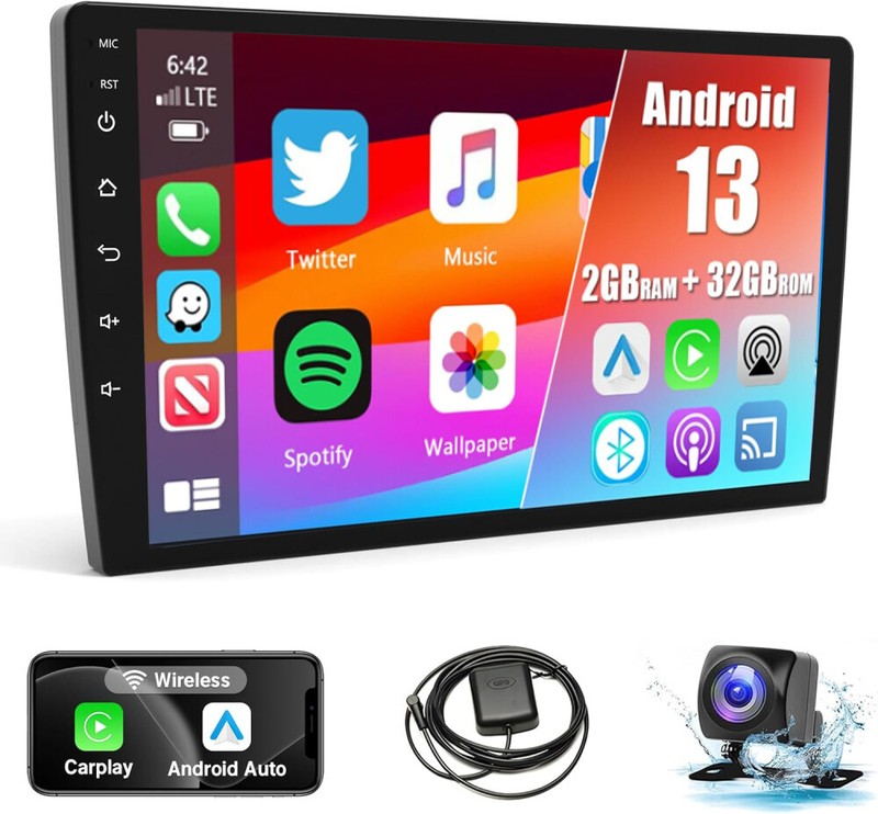 10.1 Inch Android13 Car Stereo Double 2Din Wireless Apple Carplay GPS WiFi 2+32G