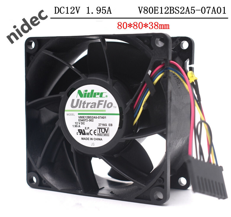 Nidec V80E12BS2A5-07A01 12V 1.95A 8038 8 cm double ball high air volume fan
