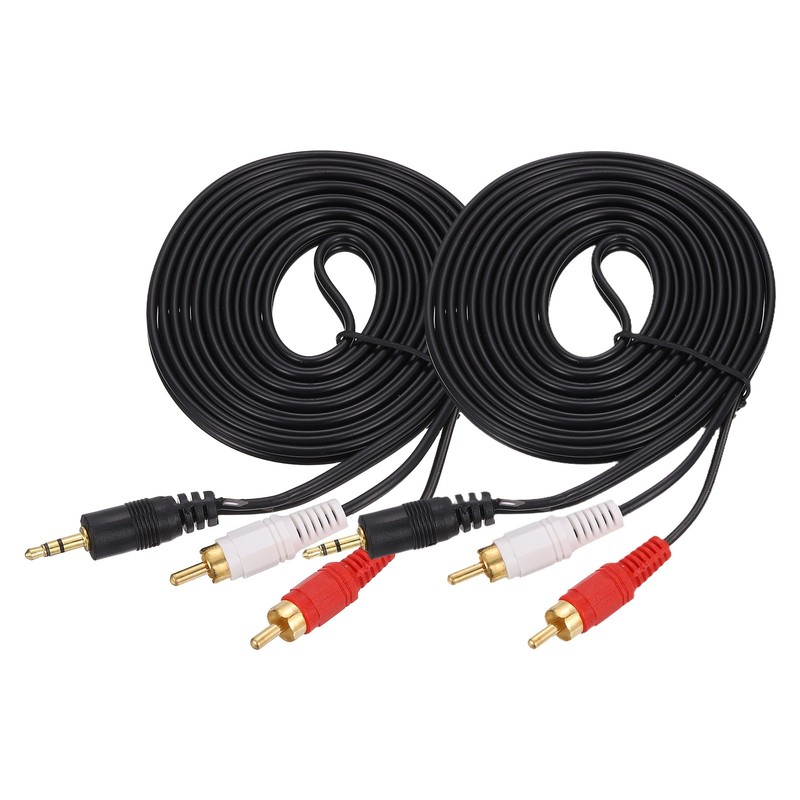 2 Pcs Gold Plating TRS 3.5mm Male to 2RCA Jack 2.6M(2.8 Yd) 3mm Audio Aux Cable