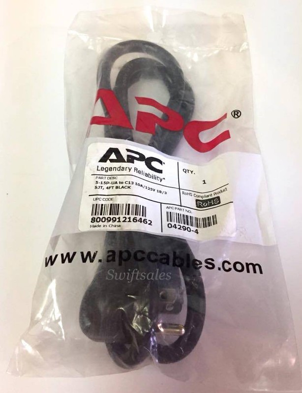 APC 04290-4 4FT Right Angle NEMA 5-15P-UA To IEC C13 Connector 10A/125V SJT UL