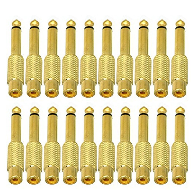 20PCS 6.35mm 1/4″ Male Mono Plug To RCA Female Jack Audio Adapter Connector ##