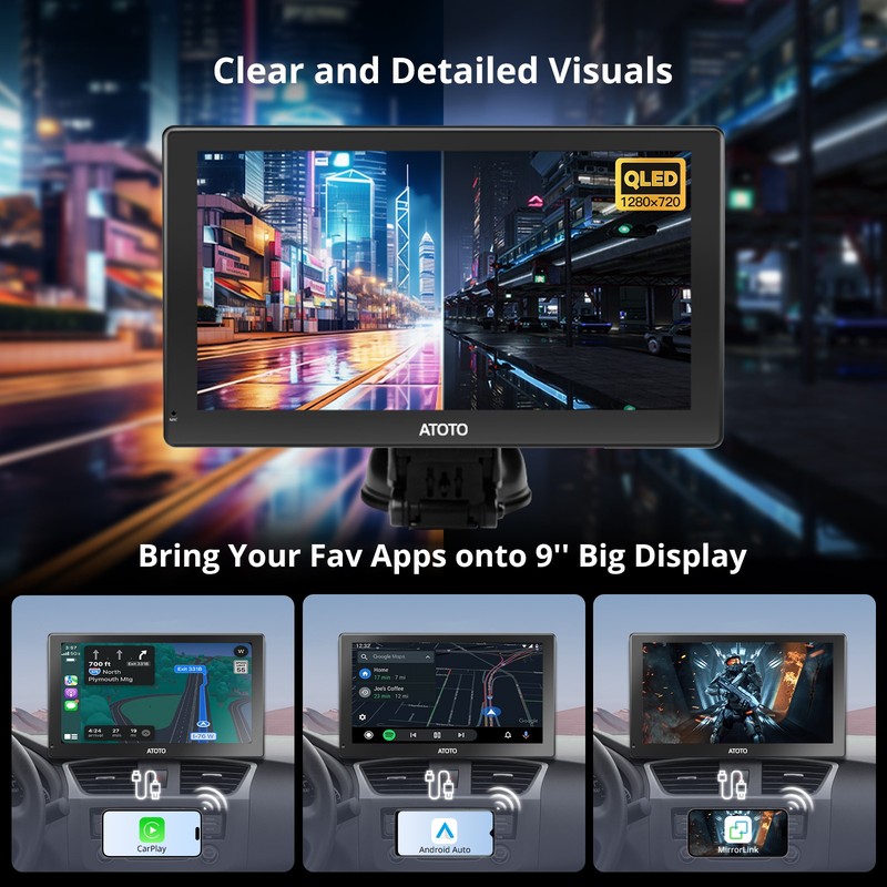 ATOTO 9in AI Android Portable Car Stereo 4G Dual Camera 2s Start Remote Control gallery