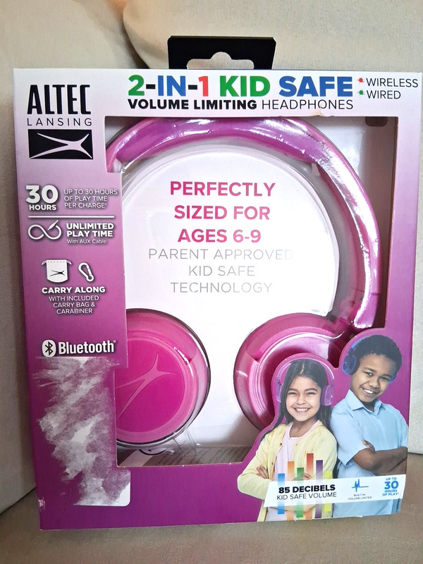 Headphones Kids Altec Lansing 30 Hours Bluetooth wireless new with box