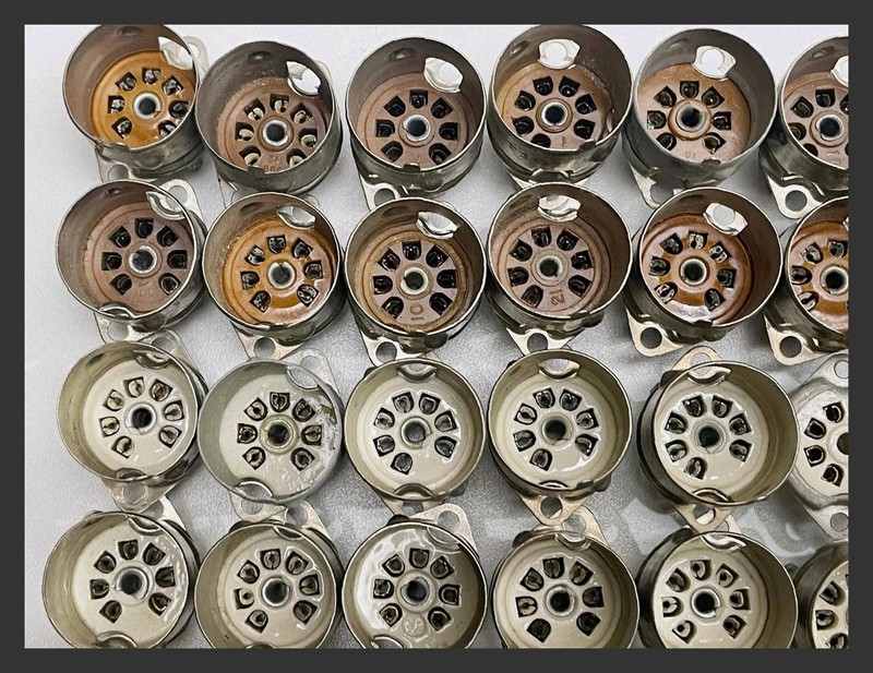 Lot Of 64 NOS Vintage Elco Vacuum Tube Sockets 9 Pin 8 Pin 7 Pin ECC83 EL84 EL95 gallery