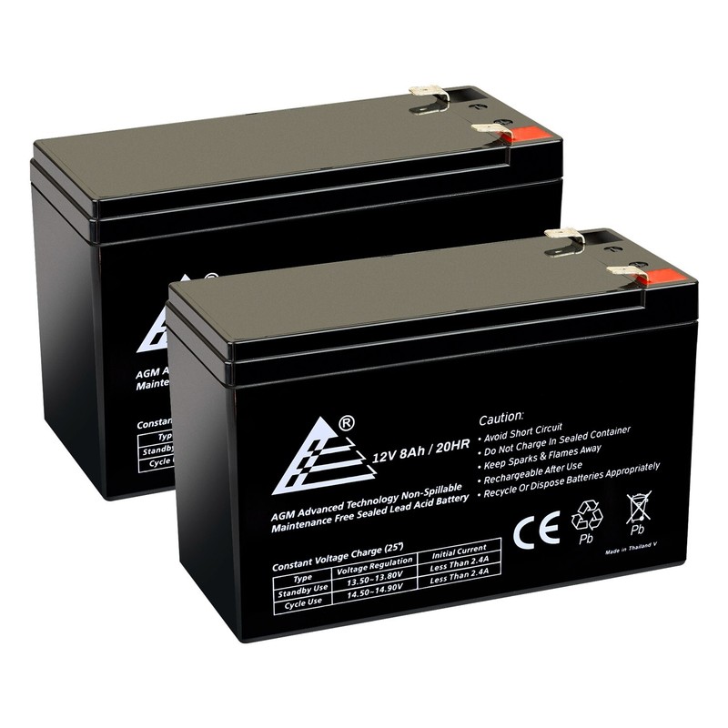 2 Pack: 12V 8Ah X-treme X-500, X500 Scooter Battery Replaces 9Ah or 7Ah