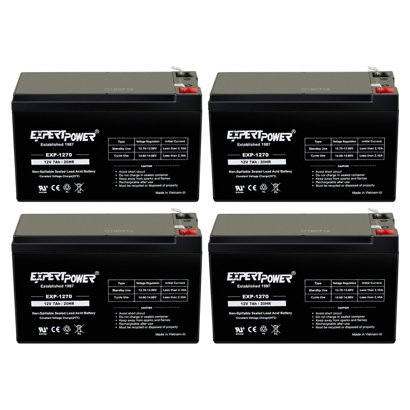 4 Pack – ExpertPower 12V 7Ah Rechargeable Sealed Lead Acid Battery