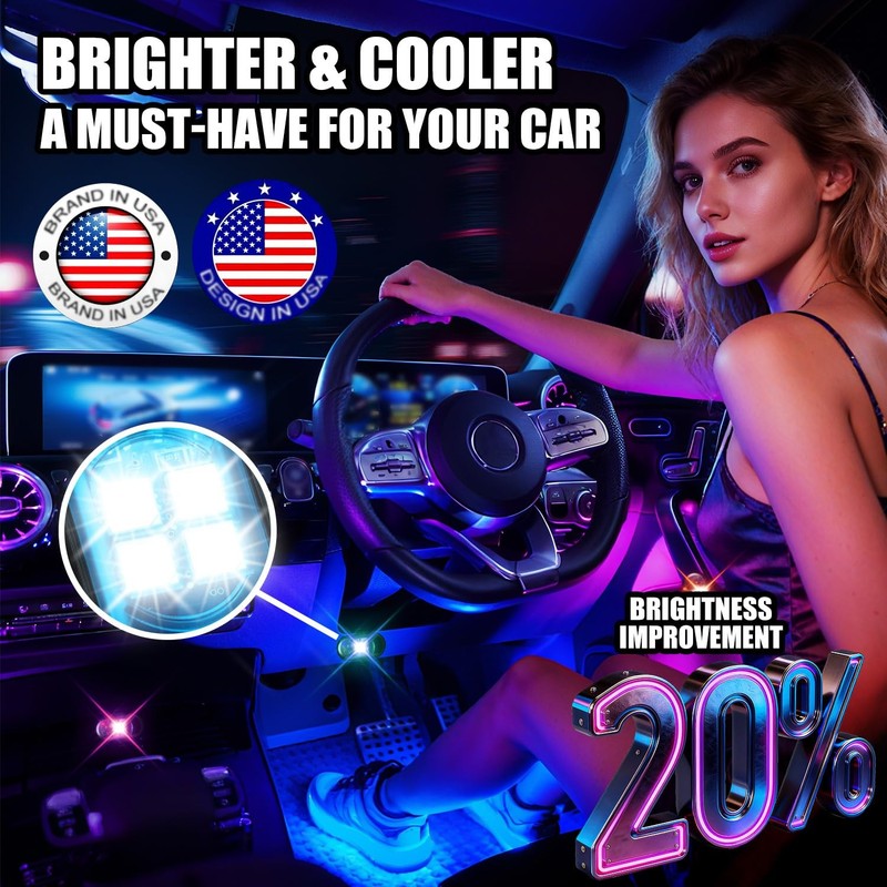 Upgraded Wireless LED Lights for Car, Rechargeable Interior Car Lights with 8 Co gallery