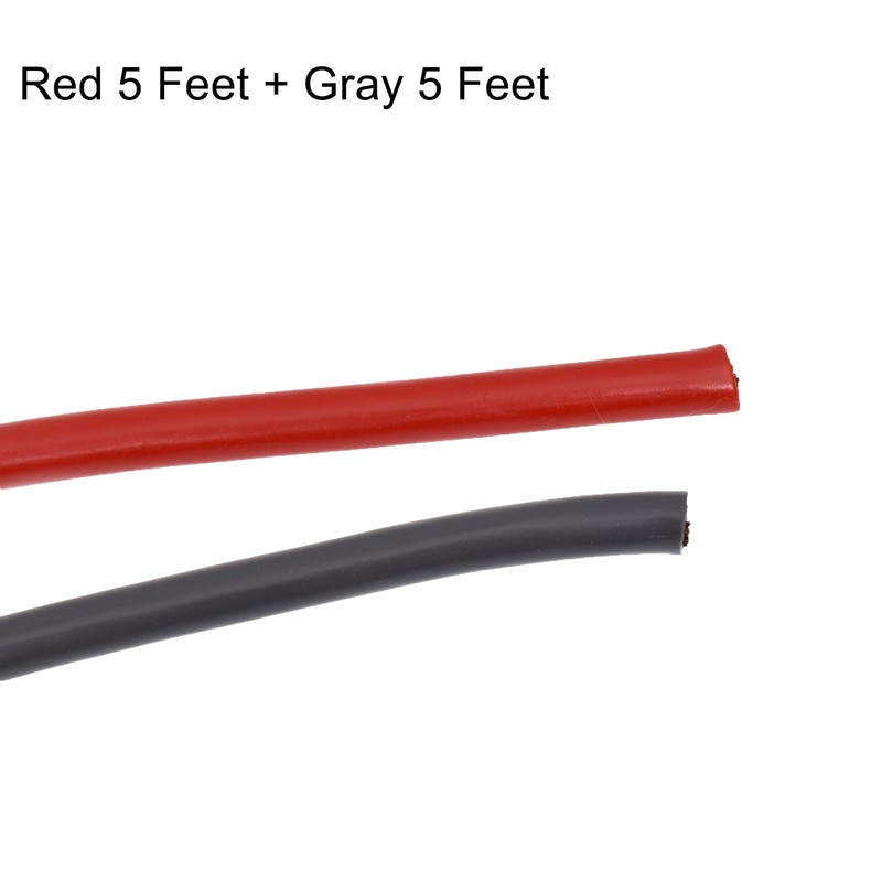 5+5ft 8 GA Gauge AWG Car Amplifier Battery Power Cable Ground Wire CCA Red Gray
