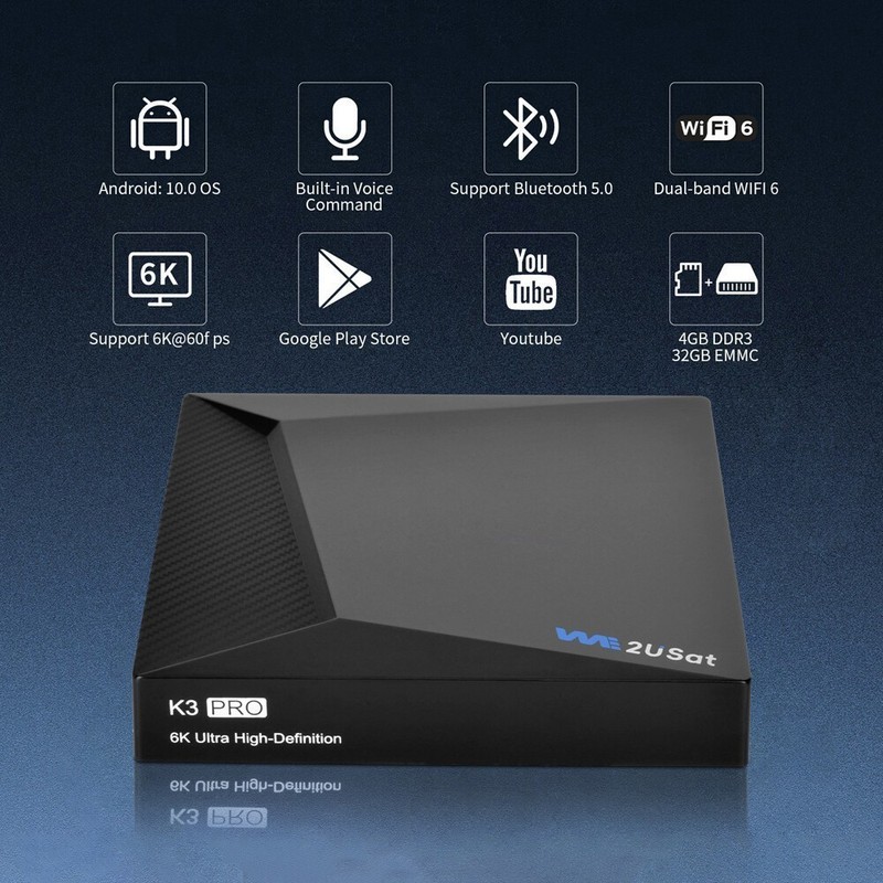 WE2USAT K3 Pro TV Box 6K HDR 4GB+32GB Android 10.0 Live Streaming Built-in WiFi gallery