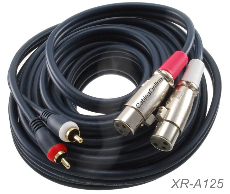 25ft. 2-XLR 3C Female to 2-RCA Male Stereo Audio Cable, CablesOnline XR-A125