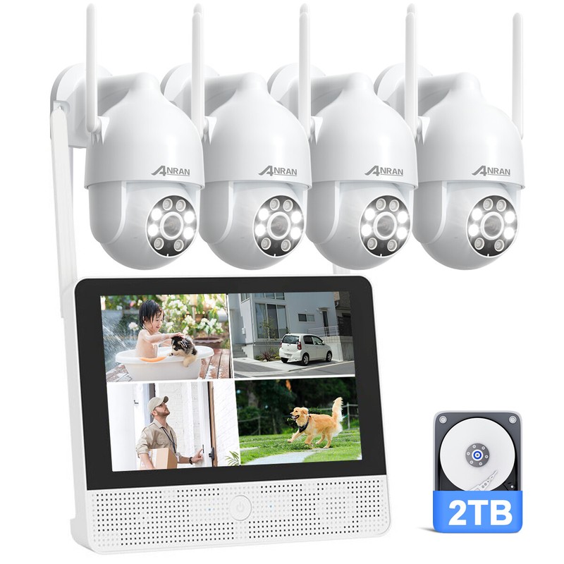 ANRAN 4CH WIFI NVR 5MP HD Wireless Security Camera System 360° View Pan/Tilt 2TB