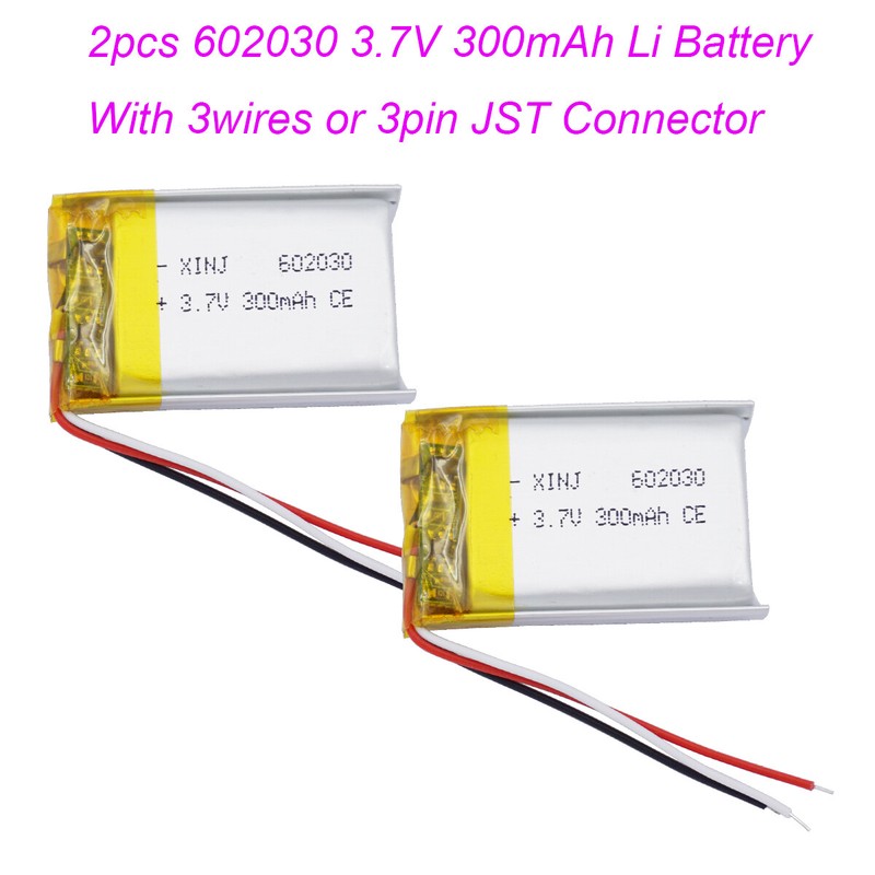 3.7V 300mAh 1.1Wh Rechargeable Lipo Battery Thermistor JST 3Pin Connector 602030
