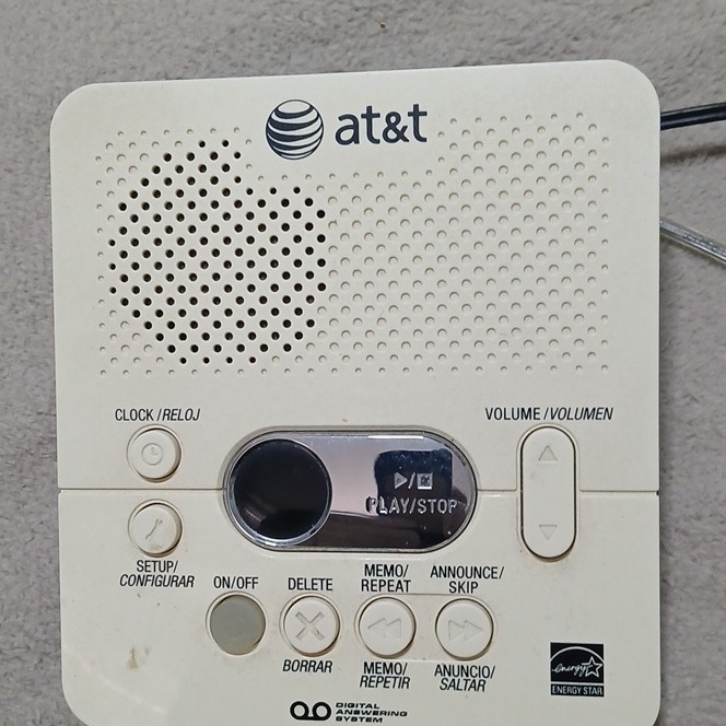 AT&T Digital Answering System Answering Machine Model 1740 White DSL RJ-11