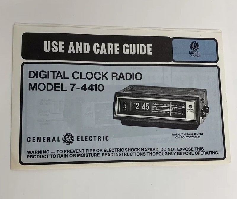 General Electric Manual For Use and Care Guide Digital Clock Radio GE 7-4410