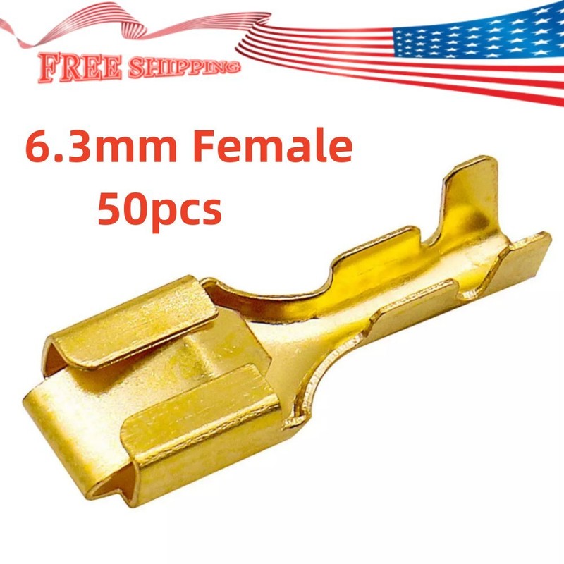 1/4 Inch (6.3Mm) Female Spade Quick Splice Crimp Terminals Crimp Connector 50pcs