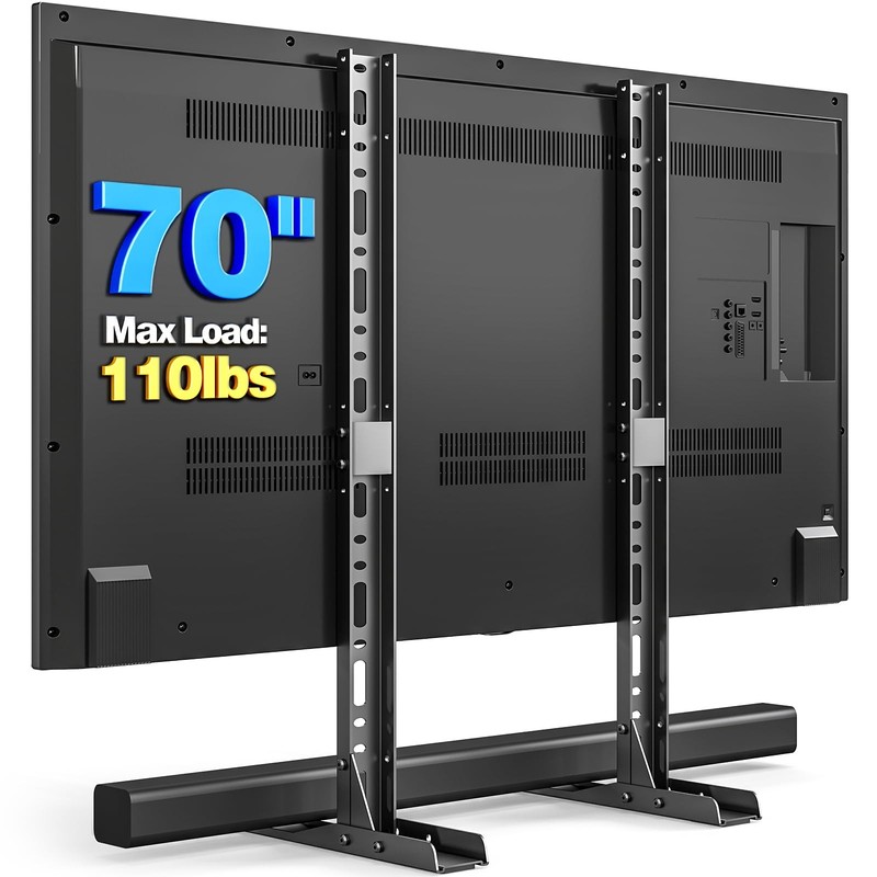 Rfiver Universal TV Stand for 20-70 inch Flat Curved TVs, 20″-70″, Black