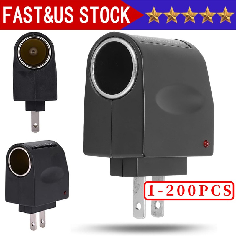100-240V AC To 12V DC Car Cigarette Lighter Socket Power Adapter Converter LOT