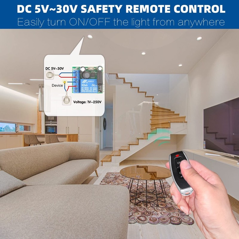 Long Range 433MHz Remote Control Switch 1 Channel Relay with Transmitter gallery
