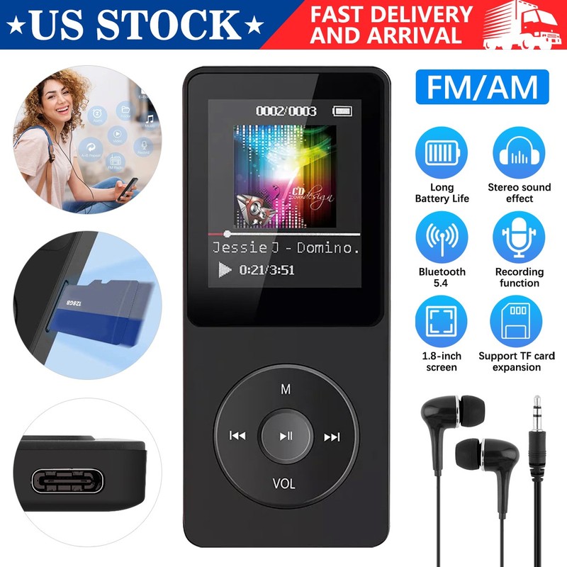 Type-c Portable Bluetooth MP3/MP4 Lossless Walkman Music Player FM Radio Recorde
