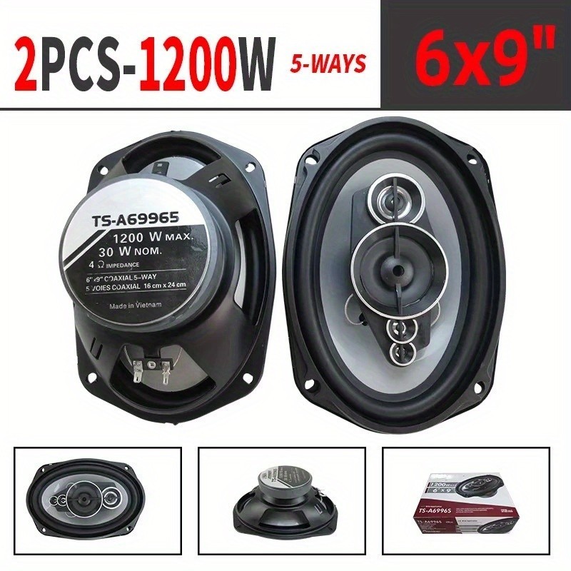 5-way 6×9-in Coaxial Speakers Car Audio Stereo: 1200W Max Watts 6*9″Speaker Pair