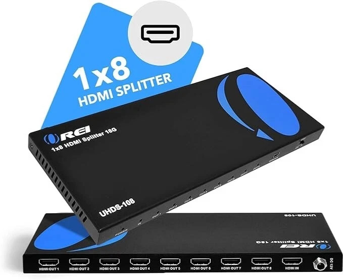 OREI 4K 1 in 8 Out HDMI Splitter/Downscaler 4:4:4 8-bit - HDMI 2.0, HDCP 2.2, 18 gallery