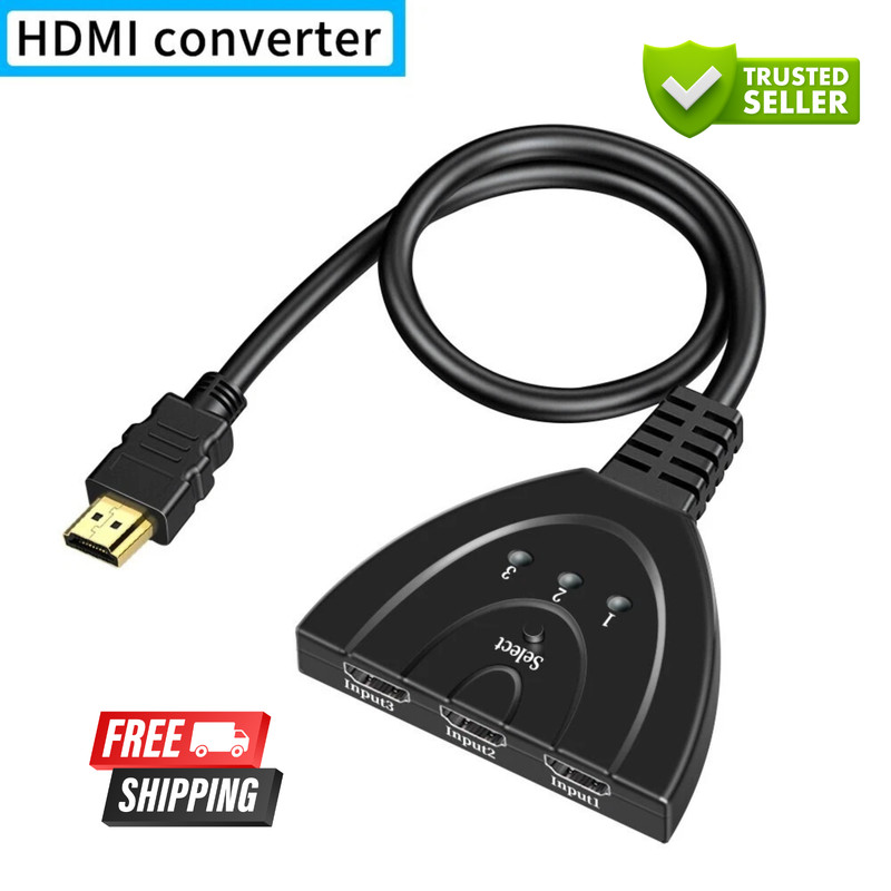 3 Port HDMI Splitter Cable 1080P Switch Switcher HUB Adapter for HDTV PS4 Xbox