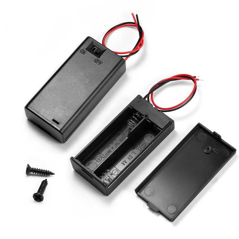 Pack of 2 2 AA Battery Holder with Switch, 2X 1.5V AA Battery Holder Case with..