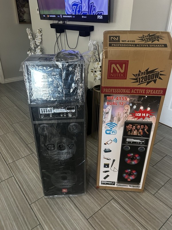 Nutek WF-4155 Professional PA Speaker Dual 12″ LCD WiFi Bluetooth 12000W Remote
